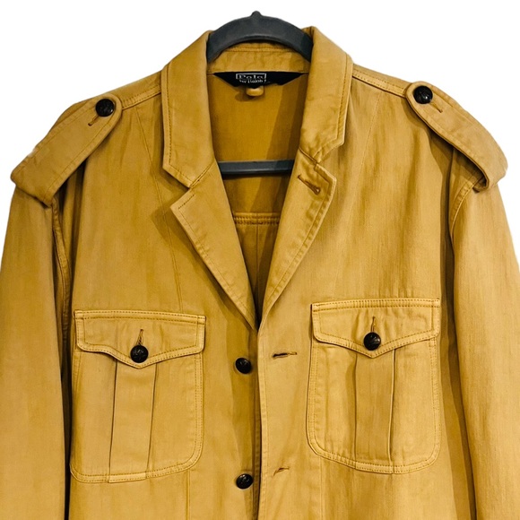 Polo 80s Vintage by Ralph Lauren Thick 100% Cotton Canvas Long Jacket Size XL - Picture 8 of 12